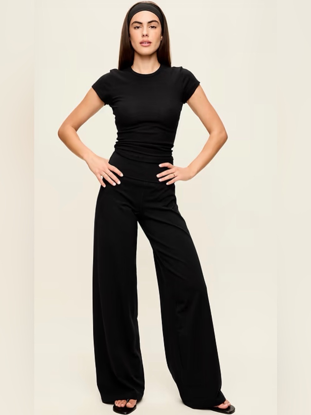 High-Waisted PowerChill Fold-Over Wide-Leg Yoga Pants NWT